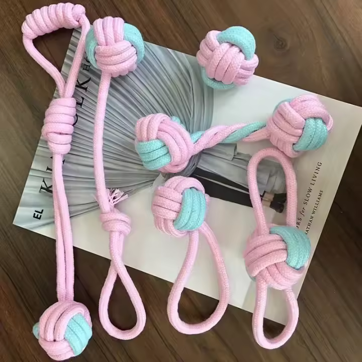 Juguete Para Perros 6PCS Algodón Masticable Con Bola Juguete De Mordedor Durable Para Juegos De Tirar Y Buscar Bonecos Juguetes Para Limpieza De Dientes Al Aire Libre - 1