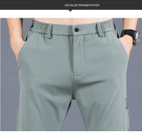 Pantalones Casuales Para Hombre De Seda Helada Verano Negro Gris Delgados Negocios Casual Elasticidad Transpirables Rectos Deportivos - details 24
