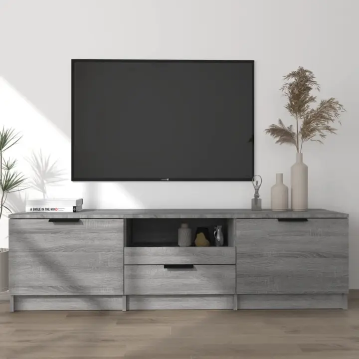 Mueble de TV madera contrachapada gris Sonoma 140x35x40 cm - 1