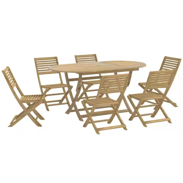 vidaXL Juego de comedor para jardín 7 piezas madera maciza acacia - 1