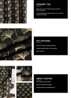 Cortinas De Blackout Con Hojas De Ginkgo Doradas 1 Pieza Cortinas Para Habitación Reducción De Luz Aislamiento Térmico Y Silencioso Decoración De Hogar Y Hotel - details 3
