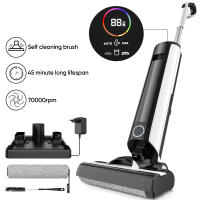 Aspiradora vertical inalámbrica, 3 modos de funcionamiento, 40 minutos de autonomía, pantalla LED, área de limpieza de hasta 140 m², apta para todo tipo de suelos y alfombras, blanco - details 0