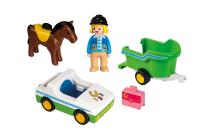 Playmobil 1.2.3 Coche con Remolque de Caballo con figuras de jinete y de caballo - Playmobil 70181 - details 2
