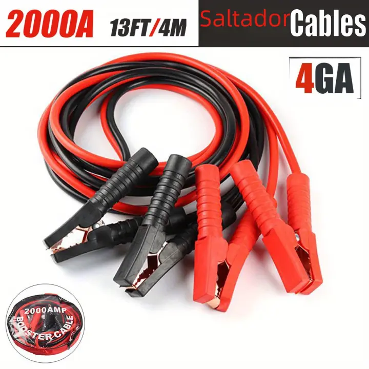 Cables de arranque para batterías de automóviles pesados Auto Battery 13Ft 2000AMP Accesorios para motores Cables de jump start positivos y negativos para coches camiones SUV - 1