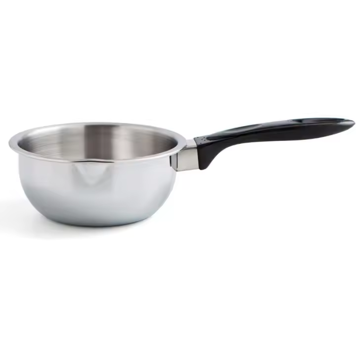 Cazo acero inoxidable para inducción Aneto Quid - Disponible en 14, 16 y 18 cm y Capacidad de 1-2L - Apto para todo tipo de fuegos y Apto lavavajillas - Con pico vertedor - 1