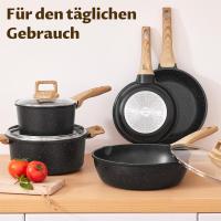 Juego de sartenes de inducción de 10 piezas, juego de ollas y sartenes antiadherentes, juegos de utensilios de cocina con tapas, juego de sartenes de cocina, juego de ollas para todas las - details 2