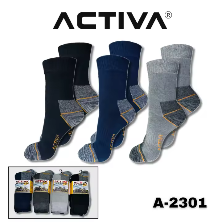 ACTIVA - 6 Pares Calcetines de Trabajo Hombre - Calcetines Algodón de Alta Calidad de Canalé y Anti-Presión  - Planta y Talón Reforzados - Talla 40-45 - 1