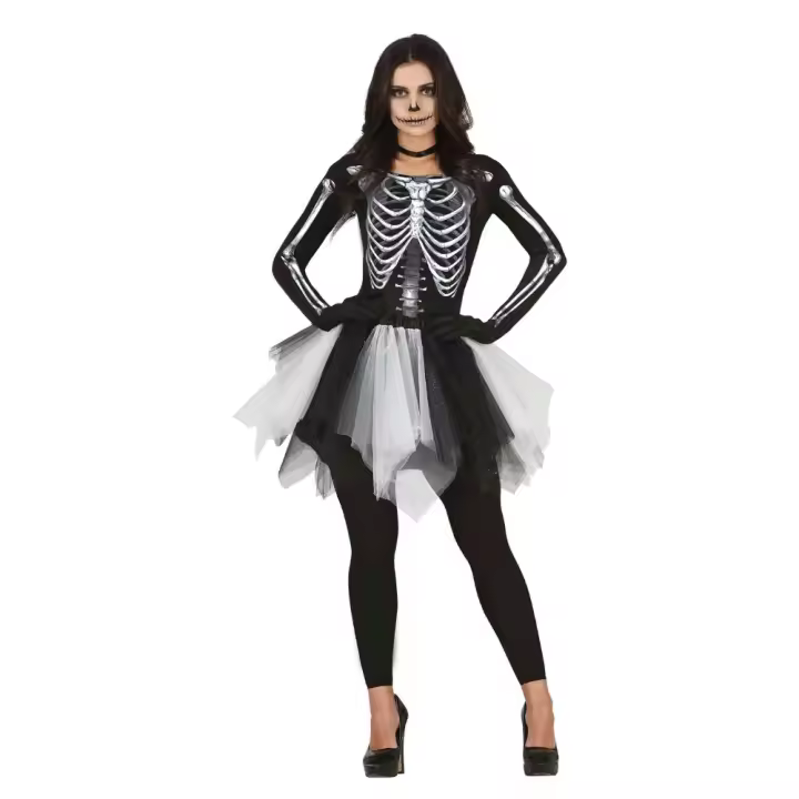 FESTEEN Disfraz de Esqueleto Clásico (Classic Skeleton) para Mujer - Disfraz de Carnaval / Halloween Adulto, temática de Reina Esqueleto - Disfraz de Alta Calidad - Festeen: ¡Fiestas sin Freno! - 1