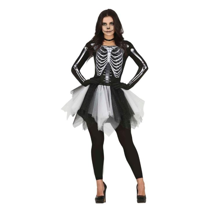 FESTEEN Disfraz de Esqueleto Clásico (Classic Skeleton) para Mujer - Disfraz de Carnaval / Halloween Adulto, temática de Reina Esqueleto - Disfraz de Alta Calidad - Festeen: ¡Fiestas sin Freno!