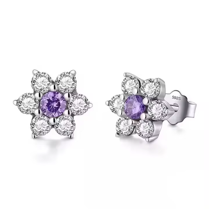 Pandora Pendientes de Aro en Plata de Ley Moda Cristalina Transparente，Incluye Caja Original - 1