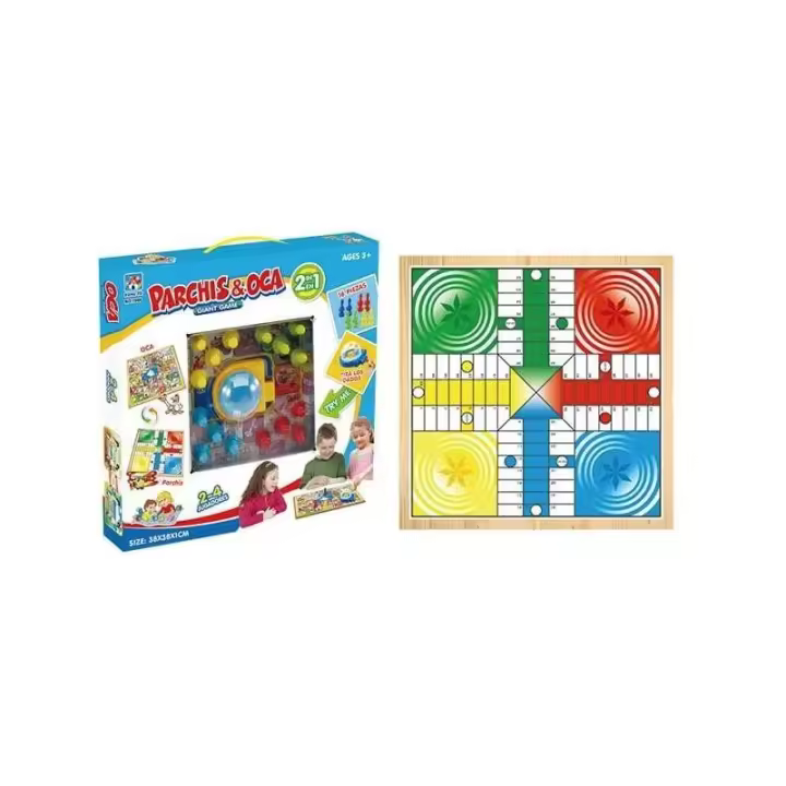 JUEGO DE MESA 2 EN 1 PARCHIS Y OCA AUTOMATICO PEONES GRANDES DE PANRITOS - 1