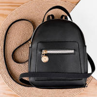 Mochila De Moda Para Mujer Mini Soft Touch Multifuncional Pequeña Bolso De Hombro Para Damas Y Niñas Color Negro - details 6