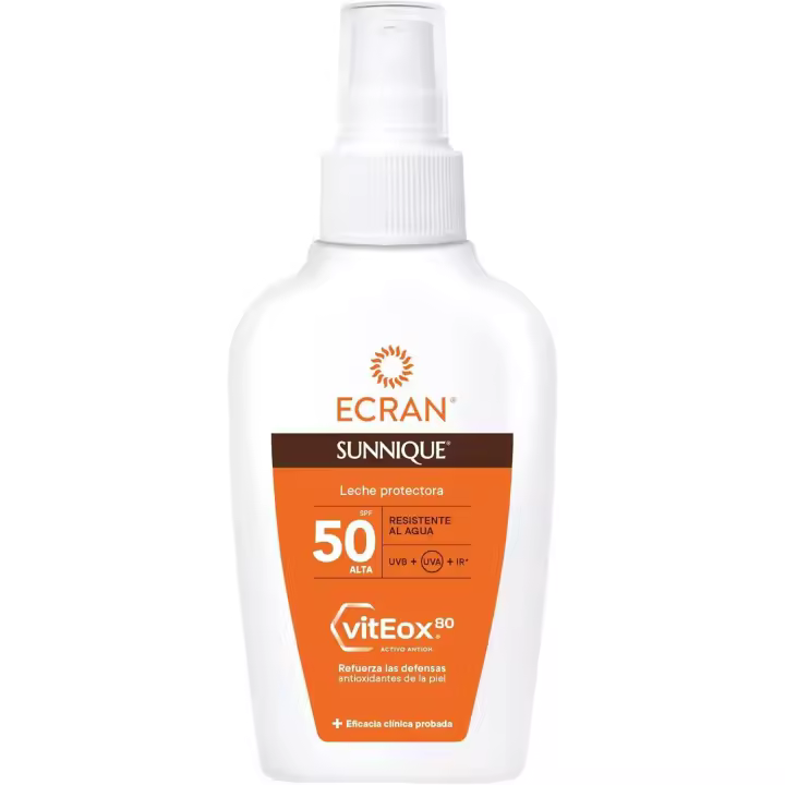 Ecran Sunnique - Spray Protector FPS 50 - Protección UVB y UVA E IR-A - Refuerza Defensas - Hidratación 24 H - Fórmula Viteox 80 - Resistente Agua - Toda la Familia - 100 Ml - 1