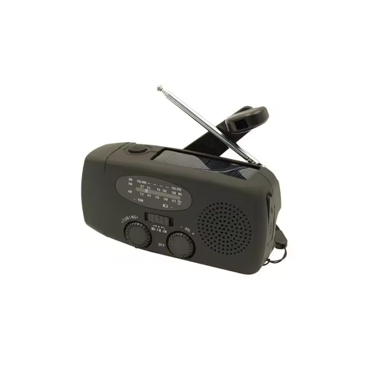 Radio de mano con manivela y indoor LED para Emergencias, Radio meteorológica portátil AM/FM NOAA with Cargador de teléfono Power Bank de 2000 mAh, Carga USB y Energía Solar para camping, Emergencias - 1