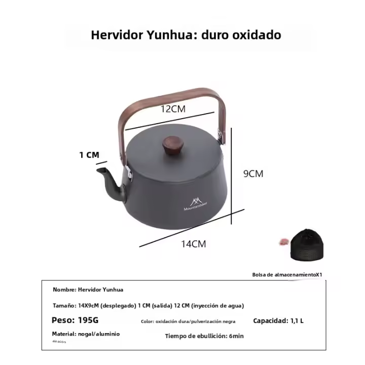 Tetera De Viaje Al Aire Libre Estilo Camping Mountainhiker Portátil Y Ligera De Aluminio 1.1L Para Picnic Y Cocina Al Aire Libre - 1