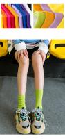 Calcetines De Mujer Moda Color Sólido Preppy Estilo Respirables Neón Largos Coreanos Blancos Casual Calcetines De Algodón Y Poliéster Con Spandex - details 8