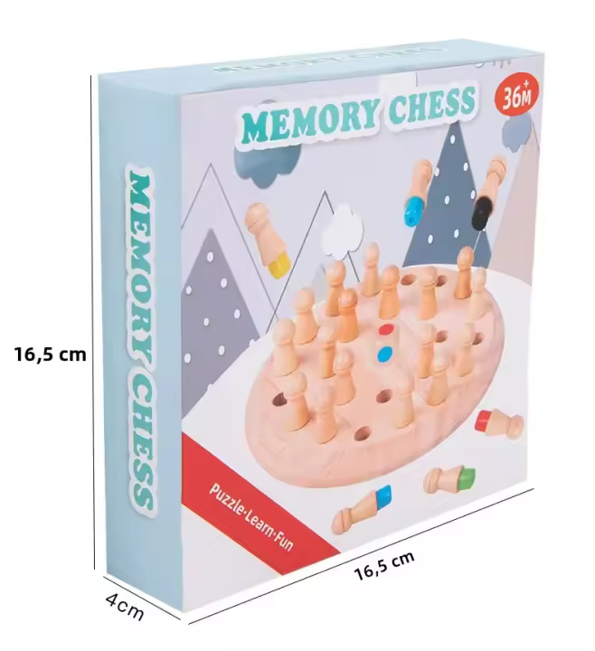 Juego De Memoria De Madera Juego De Ajedrez De Palos Tablero De Colores Juguete Educativo Montessori Para Niños Desarrollo Cognitivo - 1