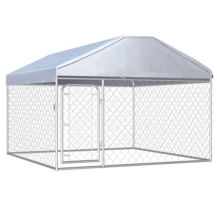 vidaXL Perrera de exterior con techo 200x200x135 cm - 1