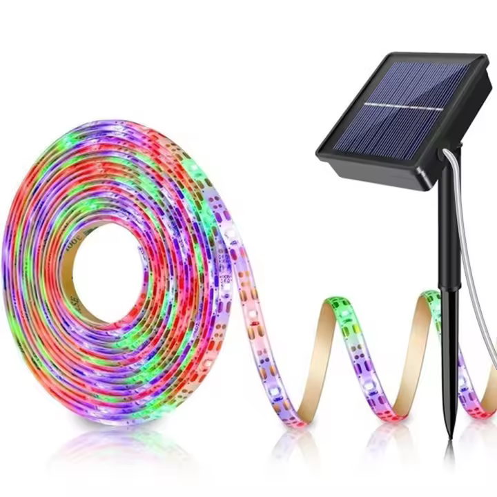 Tiras de Luz LED 2835 RGB Eflexibles y Impermeables 3.7V con Energía Solar para Decoración de Jardín en Casa - 1