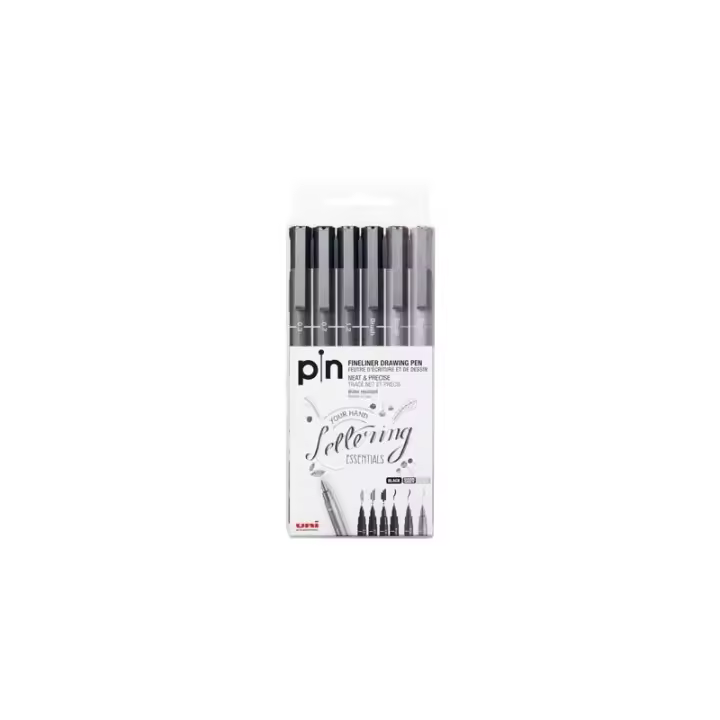Uni-Ball - UNIBALL ESTUCHE MARCADOR PERMANENTE GRIS & NEGRO PIN-200(S)/6P CALIBRADOS -6U- 234617000 - 1