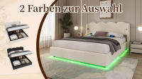 Cama tapizada 160x200 cm, Armazón de Cama multifuncional onulado, Cama Doble hidráulica con Luces LED y función de carga USB, Armazón Staubetti con Marco de espagueti Plano, Cama Juvenil con Estilo - details 0