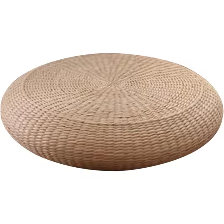 Cojín de meditación tradicional para sentarse, esterilla de yoga, cojín redondo de paja para el suelo, para oficina, decoración del hogar, patio, apartamento, casa de campo - 1