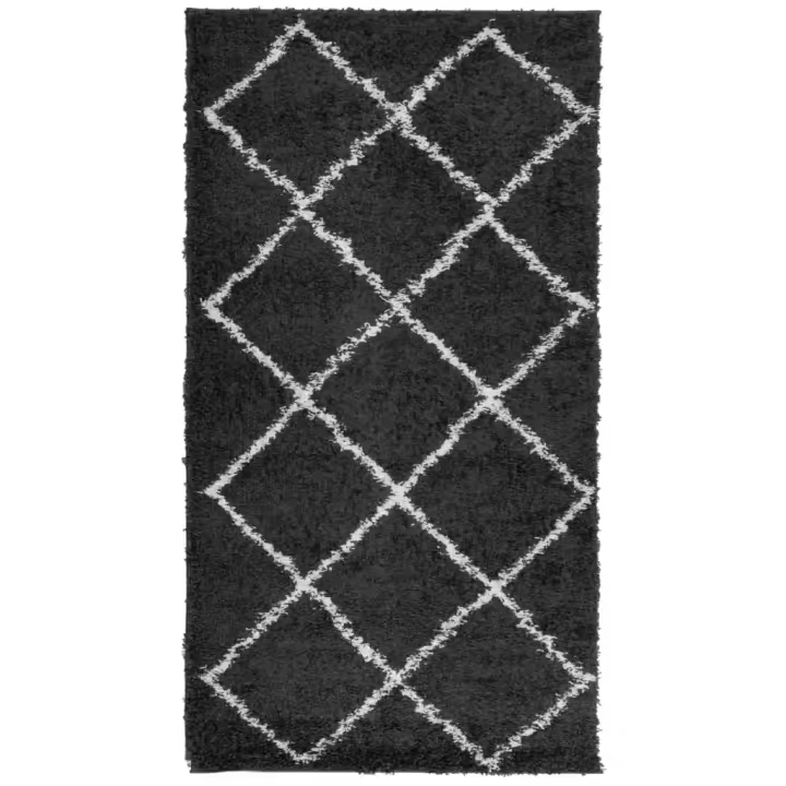 vidaXL Alfombra peluda de pelo largo moderna PAMPLONA 60x110 cm Color Antracita,  Beige,  Crema y mas Alfombras de área  Alfombra de Piso para Sala de Estar Dormitorio Habitación Salón - 1
