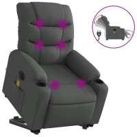 vidaXL Sillón de masaje eléctrico reclinable elevable tela Gris claro, Gris oscuro, Negro Sillon Dormitorio Sillon Comodos Silla Relax Sillón Sofá - details 6