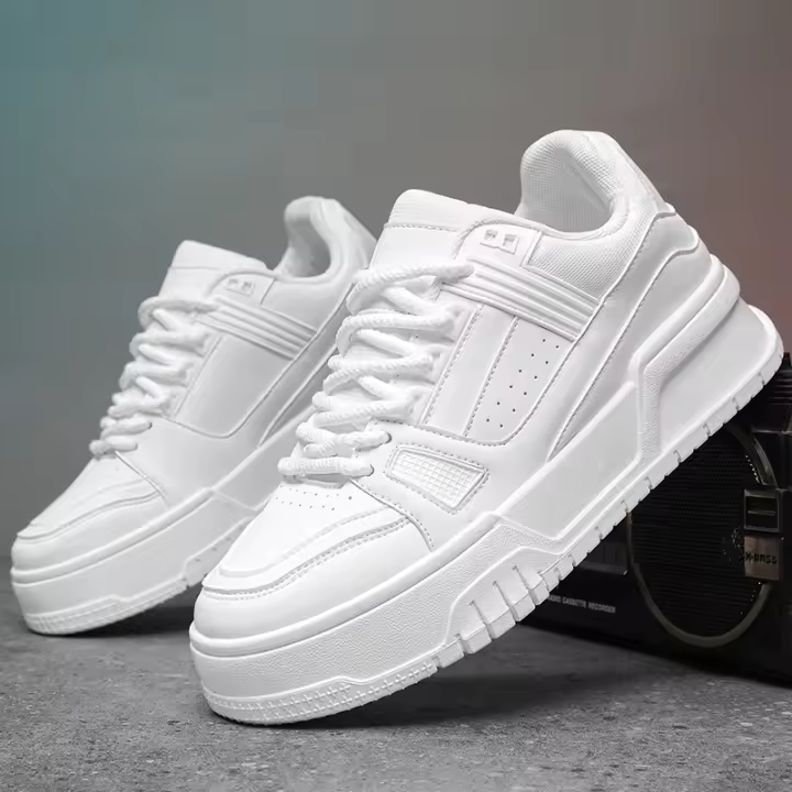 Zapatos De Deporte Para Hombre En Blanco Con Suela Gruesa Y Transpirables Zapatillas Casuales Ligeros Para Correr Y Tenis - 1