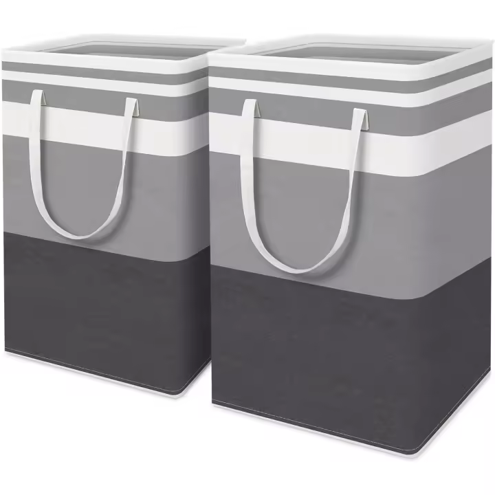 2 juegos de cestas grandes plegables para ropa con asas fáciles de transportar, asas extendidas impermeables para almacenar y transportar, - 1