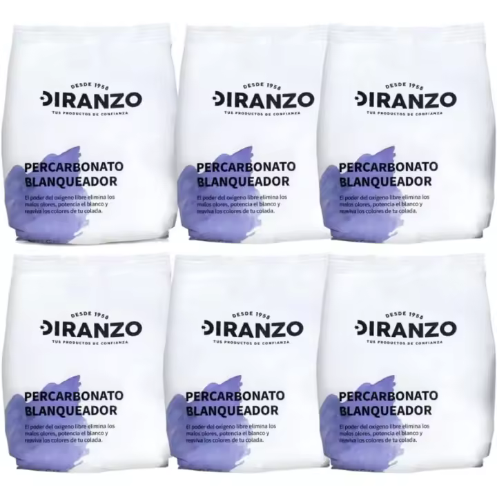 FAMILYCOM. Percarbonato Blanqueador Diranzo Pack 6 unidades. 750g x 6. Total 4,5 Kg. Quitamanchas, Blanqueante y Elimina Olores y Grasa. - 1