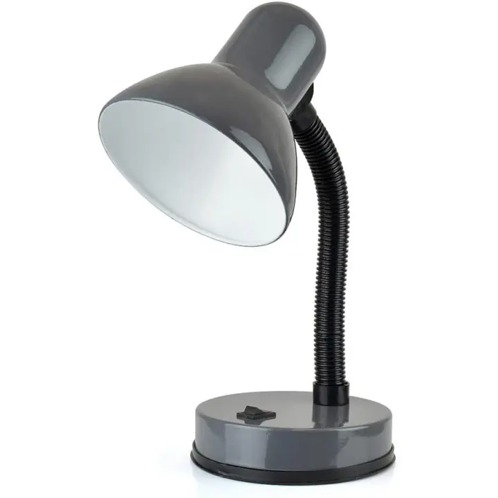 Lámpara de escritorio flexible clásica de 35 W con cuello flexible versátil - Interruptor de encendido/apagado integrado - Altura aproximada de 34 cm - L958GR - Gris antracita - 1