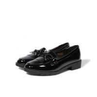 Hluna Mocasines con tacón bajo efecto CHAROL  Negro Rojo Vino y blanco - Detalle de LAZO - Elegancia - Mocasines planos Zapatos planos efecto Charol - 5301 - details 3