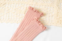 Calcetines Largos Para Niñas Ruffle Suaves De Algodón Con Encaje Y Flores Para Escuela Uniforme Infantil Para 0-8 Años Colores Variados - details 12