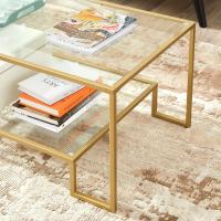 Mesa de centro de vidrio templado con almacenamiento, marco de acero, ideal para salón - details 4