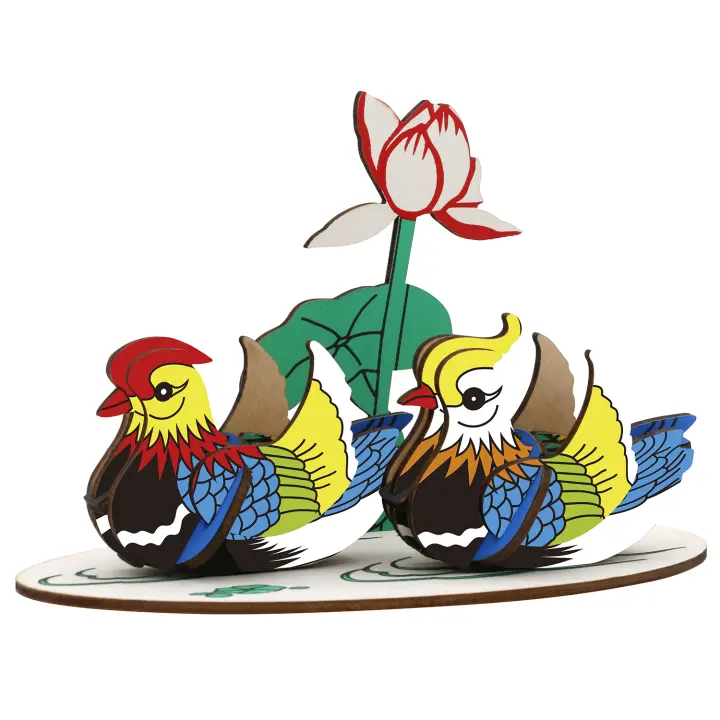 DAM. Puzzle 3D madera Patos orientales 27 piezas. 16,7x8,9x11,6 cm. 17x9x12cm. - 1