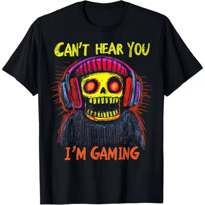 Camiseta de Manga Corta, 100% Algodón, Ropa Unisex para Hombres y Mujeres en 5 Tallas, Camiseta Negra, Cuello redondo con estampado. - 1