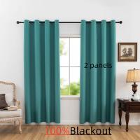 2pcs Cortinas Sólidas Modernas De 100% Negro Para Bloquear La Luz Para Sala De Estar Dormitorio Cocina Decoración De Hogar Privacidad - details 17