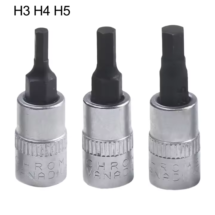 Juego De 3 Piezas De Brocas Hexagonales De 1/4 Pulgada H3 H4 H5 H6 H7 H8 Acero De Cromo Vanadio Para Tornillos De Presión Cilíndrica - 1