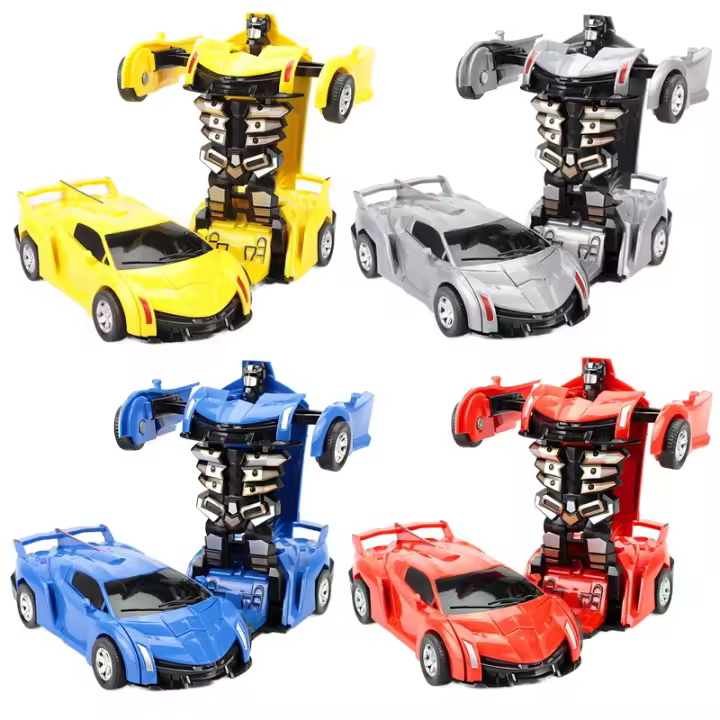 Coche De Robot Automático 2 En 1 Transformación Con Un Solo Botón Juguete Divertido Y Cool Para Niños Regalos De Cumpleaños Modelo De Plástico - 1