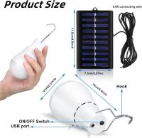 2 Luz de camping solar portáthil, Bombilla solar LED lámpara de emergencia solar Luz Jardín linterna iluminación solar with Panel de bombilla de gancho para camping, pesca, senderismo, interior - details 4