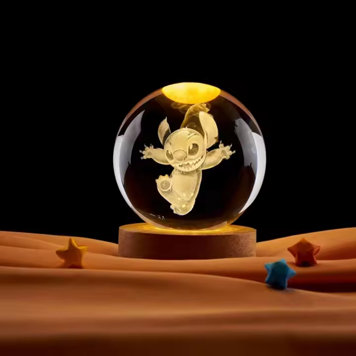 Luz Nocturna De Cristal 3D De 6cm Con Imagen De Pikachu Stitch Doraemon Hello Kitty Regalo Para Niños Grabado Por Láser - 1