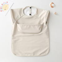 Baberos Para Bebés De Color Sólido Impermeables Con Bolsillo Para Niños Y Niñas Sin Mangas Adecuado Para Comidas Y Arte Ropa Infantil Esencial - details 3