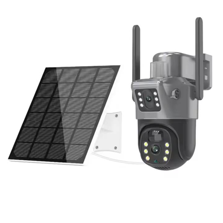 Cámara Solar PTZ 4K de 8MP con doble lente, pantallas duales, seguimiento automático de personas, PIR, seguridad al aire libre, WIFI, CCTV, vigilancia, cámara IP - 1