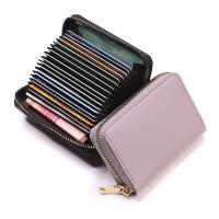 Cartera De Tarjetas De Negocio Para Hombres Y Mujeres En Gris PU Cuero Protegido Monedero Con Cierre De Cremallera 20 Espacios Para Tarjetas - details 19
