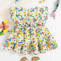 Vestido De Verano Para Bebé Niña Con Estampado Floral Cute Vestido De Princesa Ropa De Bebé Niña Algodón Poliéster Medio Tamaño - details 2