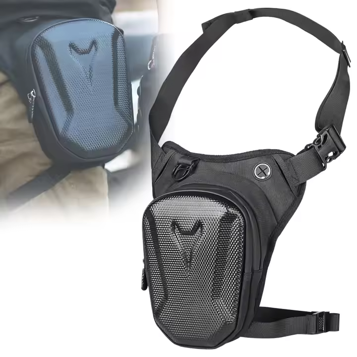 Bolsa De Cintura Para Motocicleta Impermeable Con Carcasa Rígida Bolsa De Pierna Bum Bag De Cuero Genuino Para Deporte Al Aire Libre - 1