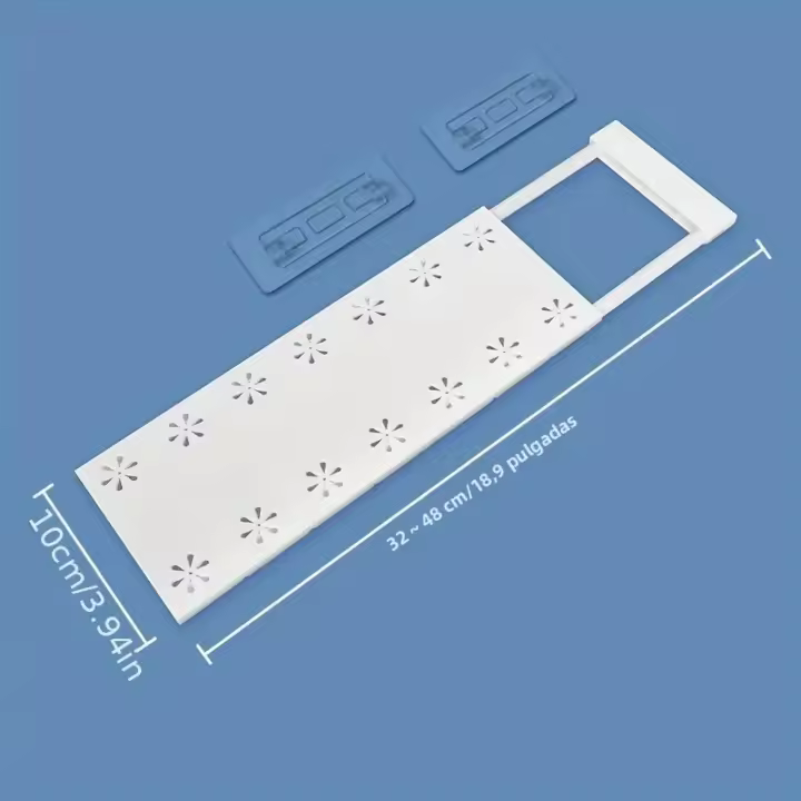 Organizador De Estante Ajustable Sin Perforar Metálico Y Plástico Para Cocina O Armario Divisor Versátil Telescópico Para Almacenamiento De Artículos Domésticos - 1