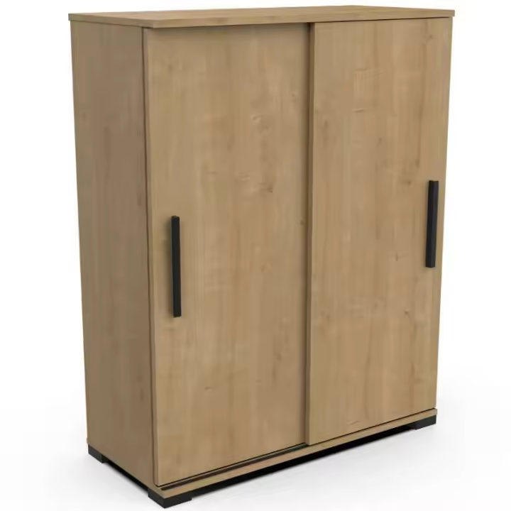 Miroytengo Mueble auxiliar Izzy con puerta corredera color roble Hamilton 80x102x36 cm - 1