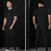 Camiseta De Compresión Para Hombre Quick-Drying Transpirable Con Mangas Cortas Estampada Elasticidad Para Fitness Gimnasio Running Y Deportes Tallas S-3XL - details 6